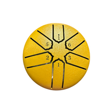 Load image into Gallery viewer, mini-steel-rain-drum-3-inch-percussion-instrument-with-mallet-yellow