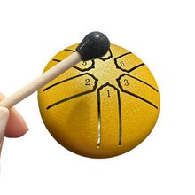 Load image into Gallery viewer, mini-steel-rain-drum-3-inch-percussion-instrument-with-mallet-yellow
