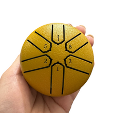 Load image into Gallery viewer, mini-steel-rain-drum-3-inch-percussion-instrument-with-mallet-yellow