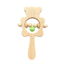 Load image into Gallery viewer, Wooden Bear Rattle Shaker – Green Bell Edition