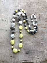 Load image into Gallery viewer, Neon Yellow &amp; Grey Beaded Rosary Chain Rope Necklace