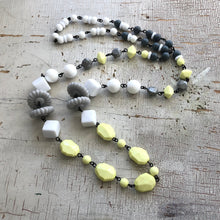 Load image into Gallery viewer, Neon Yellow &amp; Grey Beaded Rosary Chain Rope Necklace