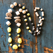 Load image into Gallery viewer, Neon Yellow &amp; Grey Beaded Rosary Chain Rope Necklace