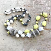 Load image into Gallery viewer, Neon Yellow &amp; Grey Beaded Rosary Chain Rope Necklace