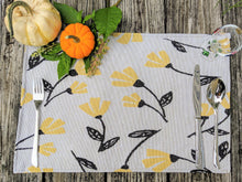 Load image into Gallery viewer, DaDa Bedding Set of 4-Pieces Sunshine Yellow Fleur Spring Tapestry Dining Table Placemats 13” x 19” (18112)