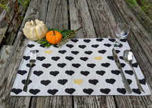 Load image into Gallery viewer, DaDa Bedding Set of 4-Pieces Lovely Yellow &amp; Black Hearts Tapestry Dining Table Placemats 13” x 19” (18113)