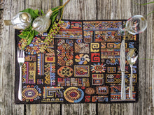 Load image into Gallery viewer, DaDa Bedding Set of 4-Pieces Ethnic Ornaments Geometric Black Tapestry Dining Placemats 13” x 19” (18118)