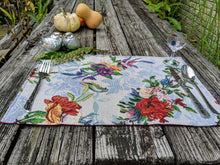 Load image into Gallery viewer, DaDa Bedding Set of 4-Pieces Tropical Sky Blue Birds Floral Tapestry Dining Table Placemats 13” x 19” (18116)