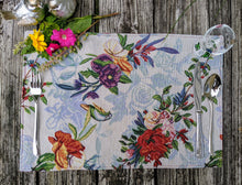 Load image into Gallery viewer, DaDa Bedding Set of 4-Pieces Tropical Sky Blue Birds Floral Tapestry Dining Table Placemats 13” x 19” (18116)