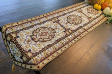 Load image into Gallery viewer, DaDa Bedding Golden Persian Style Rug Floral Brown Elegant Woven Tapestry Dining Table Runner (18119)