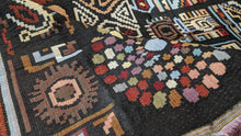 Load image into Gallery viewer, DaDa Bedding Elegant Tapestry Throw Blanket, Ethnic Ornaments Geometric Black - 50” x 60” (7174)