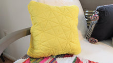 Load image into Gallery viewer, DaDa Bedding Hand-Made Tuscan Sun Yellow Sherpa Backside Quilted Throw Pillow - 18" x 18"