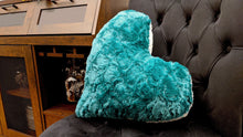 Load image into Gallery viewer, DaDa Bedding Lucky Irish Teal Green Faux Fur Heart Shaped Throw Pillow - 16” x 14”
