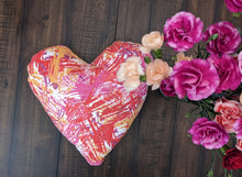 Load image into Gallery viewer, DaDa Bedding Hand-Made Sewn Marble Painted Heart Shaped Reversible Colorful Throw Pillow - 16” x 14”