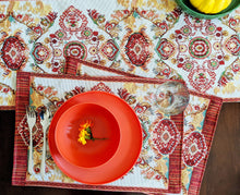 Load image into Gallery viewer, Tache Elegant Burgundy Ornate Paisley Woven Tapestry Placemat Set (18194)