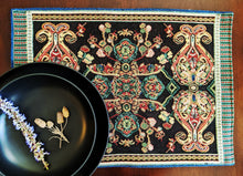 Load image into Gallery viewer, Tache Elegant Black Ornate Paisley Woven Tapestry Placemat Set (18192)