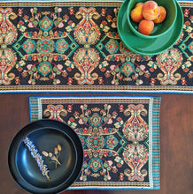 Load image into Gallery viewer, Tache Elegant Black Ornate Paisley Woven Tapestry Table Runner (18192)
