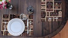 Load image into Gallery viewer, DaDa Bedding Set of 8 Pieces Dark Botanical Mughal Floral Table Woven Black Tapestry - 4 Placemats, 2 Table Runners, 2 Throw Pillow Covers (18197)