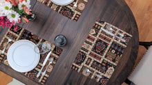 Load image into Gallery viewer, DaDa Bedding Set of 8 Pieces Dark Botanical Mughal Floral Table Woven Black Tapestry - 4 Placemats, 2 Table Runners, 2 Throw Pillow Covers (18197)