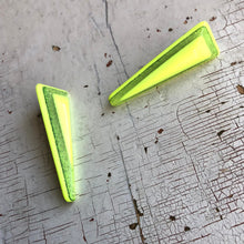 Load image into Gallery viewer, Neon Yellow Sparkle Trio Stud Earrings