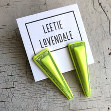 Load image into Gallery viewer, Neon Yellow Sparkle Trio Stud Earrings