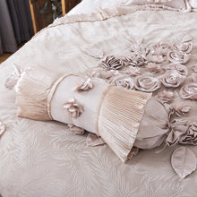 Load image into Gallery viewer, Tache Satin Floral Lace Ruffle Crème Beige Sweet Victorian Luxurious Comforter Set (MZ002C)