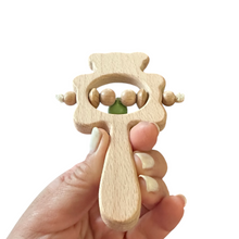 Load image into Gallery viewer, Wooden Bear Rattle Shaker – Green Bell Edition