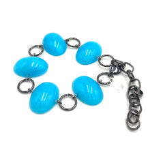 Load image into Gallery viewer, Aqua Blue Jelly Bean Stations Bracelet