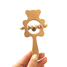 Load image into Gallery viewer, Wooden Bear Rattle Shaker – Gray Bell Edition