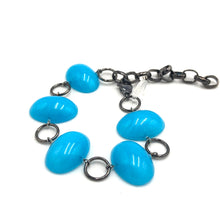 Load image into Gallery viewer, Aqua Blue Jelly Bean Stations Bracelet