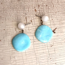 Load image into Gallery viewer, Aquamarine Marbled Lucite Sarah Drop Earrings