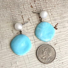 Load image into Gallery viewer, Aquamarine Marbled Lucite Sarah Drop Earrings