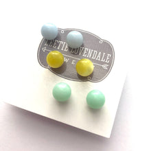 Load image into Gallery viewer, Sky Stud Earring Set | 8mm Vintage Lucite Triple Studs Set