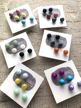Load image into Gallery viewer, Citrus Mix Stud Earring Set | 8mm Vintage Lucite Triple Studs Set