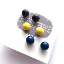 Load image into Gallery viewer, Jewel Tone Batik Mix Stud Earring Set | 8mm Vintage Lucite Triple Studs Set