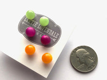 Load image into Gallery viewer, Citrus Mix Stud Earring Set | 8mm Vintage Lucite Triple Studs Set