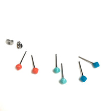 Load image into Gallery viewer, Peach Turquoise &amp; Aqua Tiny Spike Stud Earrings Set