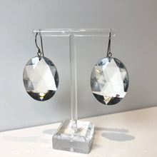 Load image into Gallery viewer, Clear Faceted Oval Bling Drop Earrings