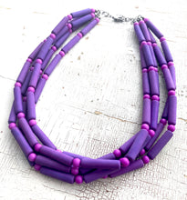 Load image into Gallery viewer, Violet Tube Matte Beaded Sylvie Necklace