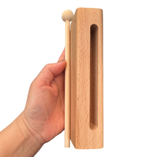 Load image into Gallery viewer, Wooden Slit Drum – Natural Tone Block Percussion Instrument with Mallet – Montessori Rhythm Toy for Kids &amp; Classrooms