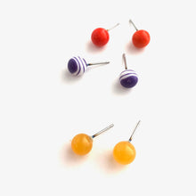 Load image into Gallery viewer, Crown Jewel Mix Stud Earring Set | 8mm Vintage Lucite Triple Studs Set