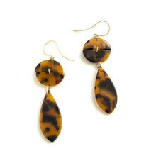 Load image into Gallery viewer, Tortoise Hinged Crescent Dangle Drop Earrings
