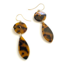 Load image into Gallery viewer, Tortoise Hinged Crescent Dangle Drop Earrings