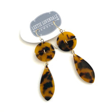 Load image into Gallery viewer, Tortoise Hinged Crescent Dangle Drop Earrings