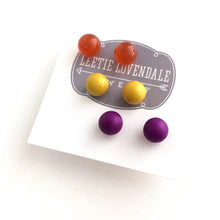 Load image into Gallery viewer, Ancient Gems 8mm Vintage Lucite Triple Stud Earrings Set