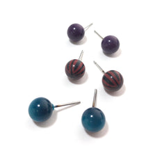 Load image into Gallery viewer, Ruby Burst Glow Stud Earring Set | 8mm Vintage Lucite Triple Studs Set