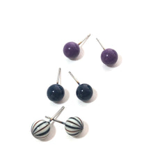 Load image into Gallery viewer, Tailored Pinstripe 8mm Triple Stud Earrings Set