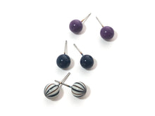 Load image into Gallery viewer, Tailored Pinstripe 8mm Triple Stud Earrings Set