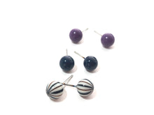 Load image into Gallery viewer, Tailored Pinstripe 8mm Triple Stud Earrings Set