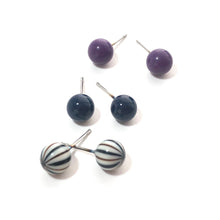 Load image into Gallery viewer, Tailored Pinstripe 8mm Triple Stud Earrings Set
